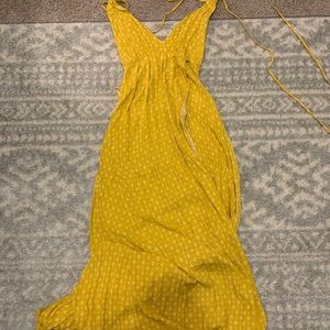 Golden Deep V Backless Maxi